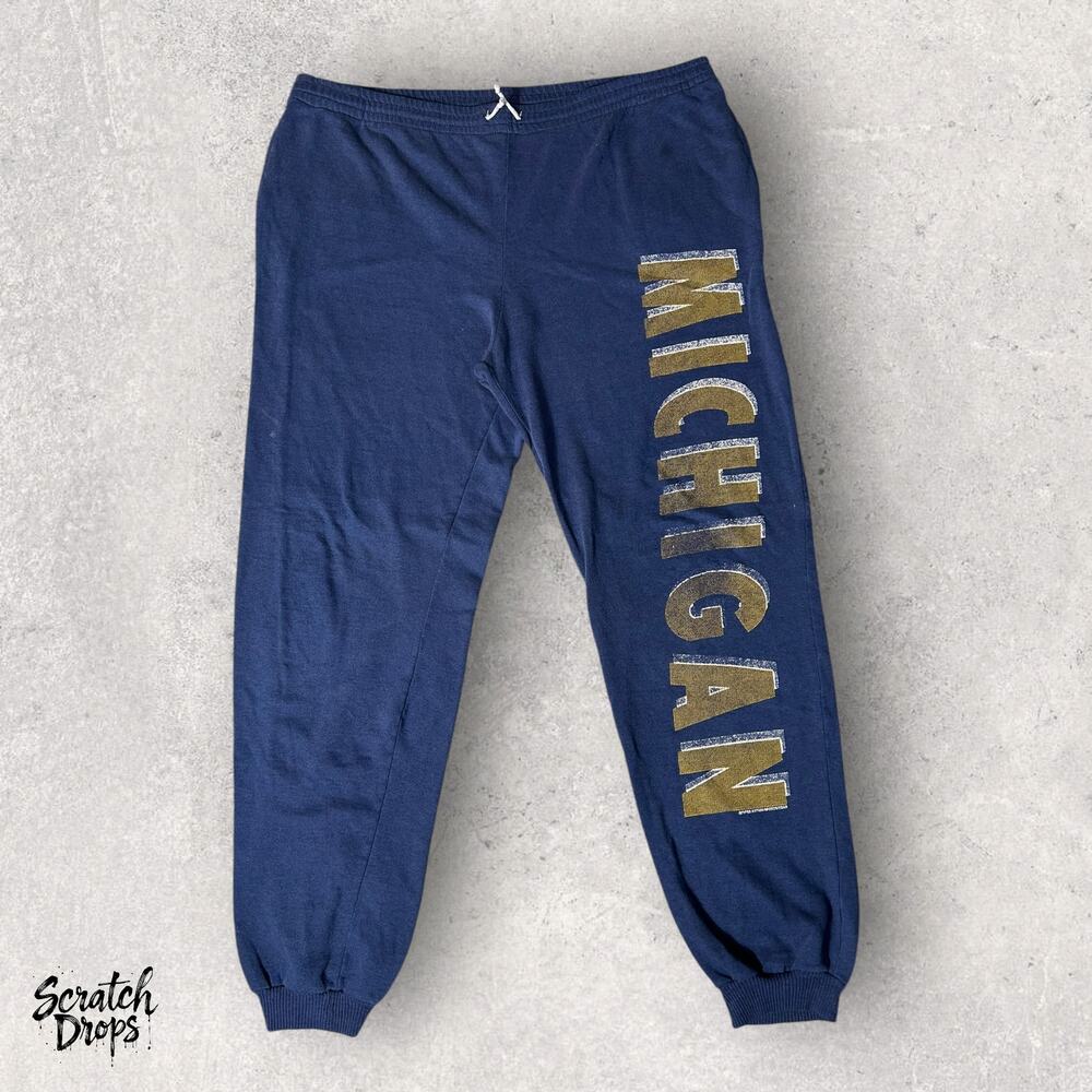 Vintage Michigan Sweatpants Blue Size XL Mens Athletic Joggers Sportswear Pants